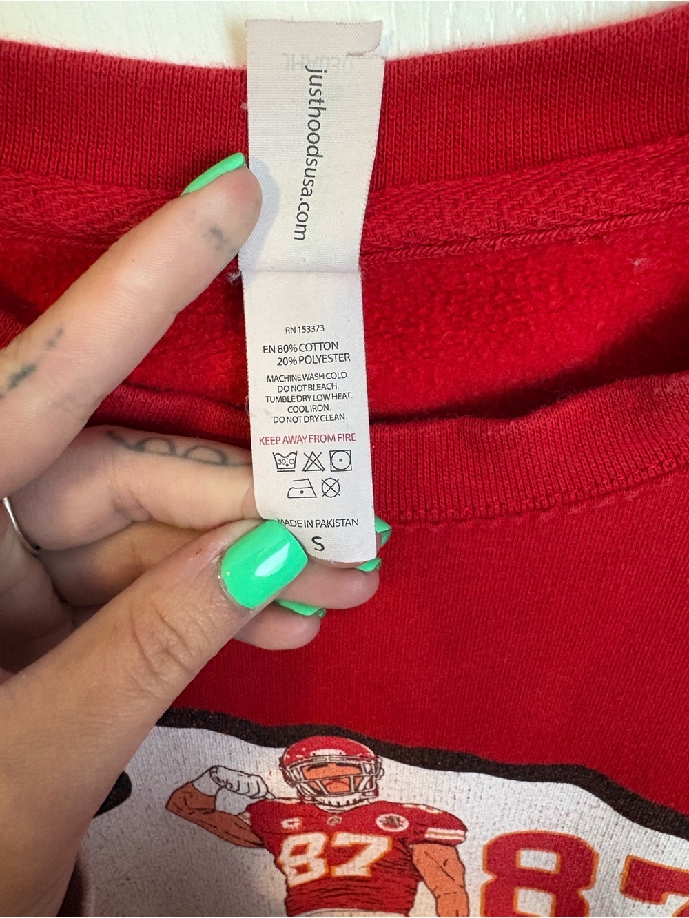Women’s Red Kelce Graphic Crew Sweatshirt - Team Inspired Casual - Picture 4 of 6